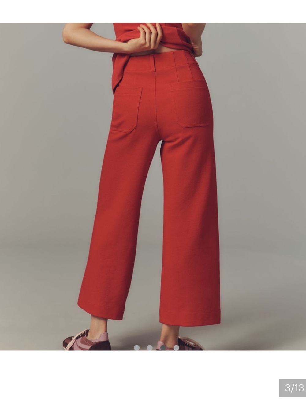 Maeve Anthropologie The Colette Knit Crop Wide Leg Pants-True Red 30 Tall